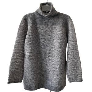 DKNY Women Gray/Brown Wool Blend Turtleneck‎ Sweater Long Sleeve Size S